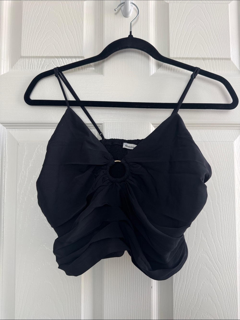 Abercrombie & Fitch Black Ring-Front Ruffle Camisole - Medium